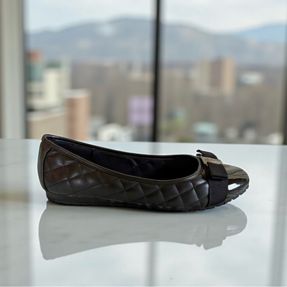 Gianna Black Quilted Leather Ballet Flats - Picture 5 of 7